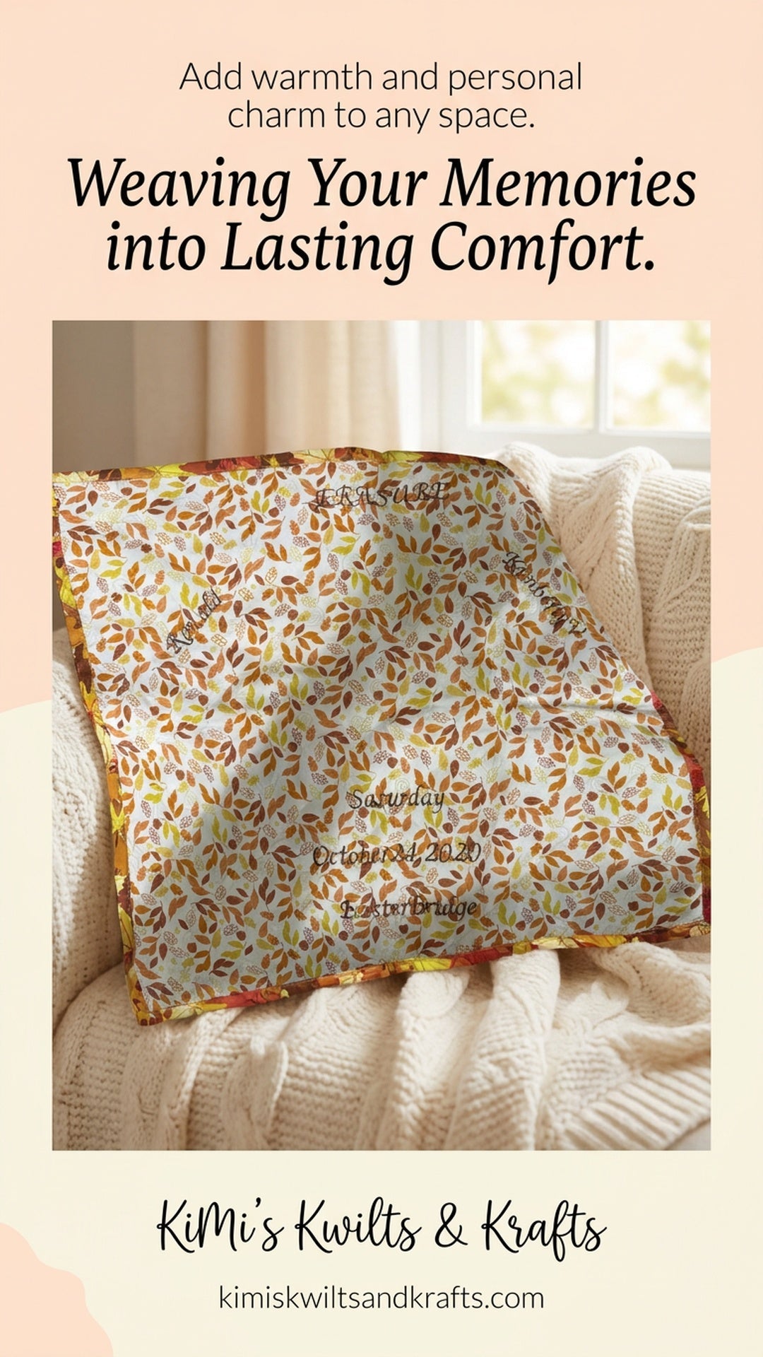 Personalized wall tapestry memory quilt for weddings and anniversaries
