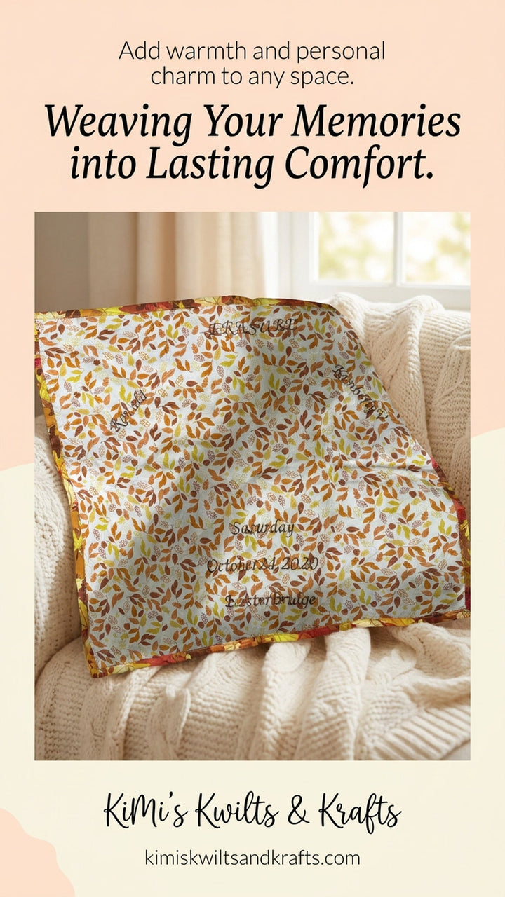 Personalized wall tapestry memory quilt for weddings and anniversaries