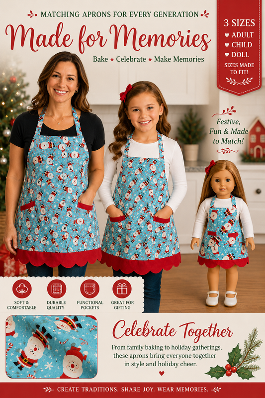 Personalised Embroidered Apron – Adult, Child & Doll Sizes