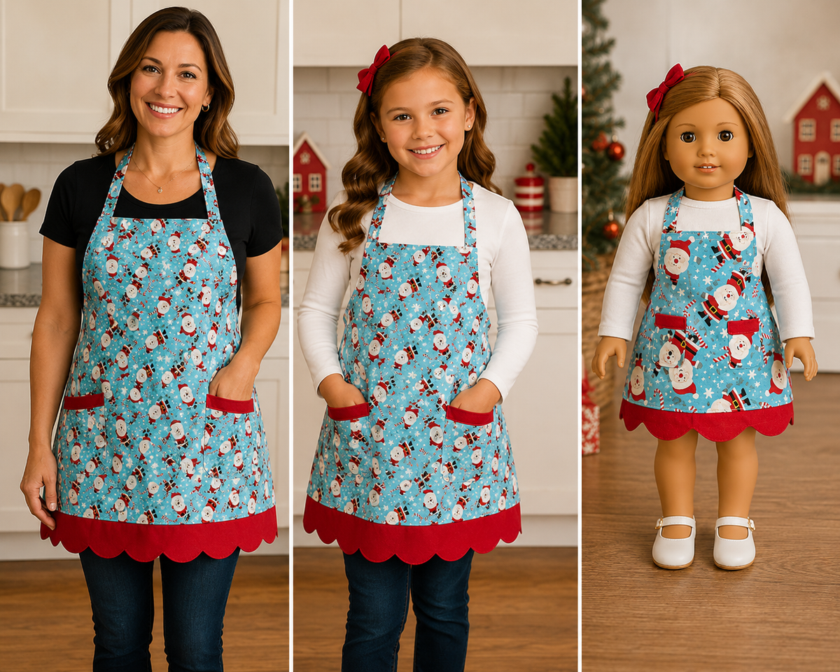 Personalised Embroidered Apron – Adult, Child & Doll Sizes