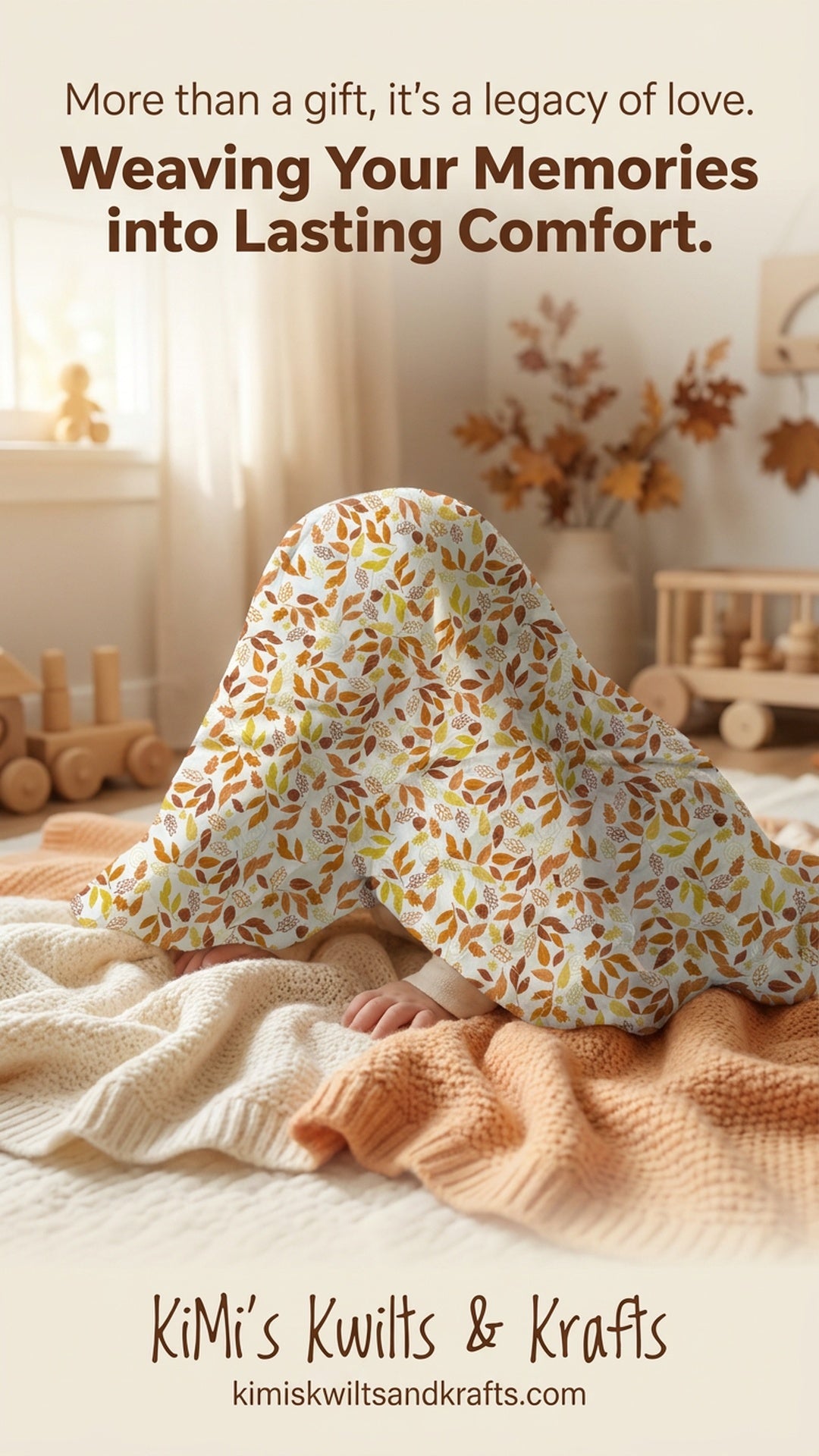 Baby wrapped in a personalized floral crib memory quilt